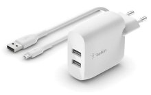 Зарядний пристрій Belkin Home Charger 24W White with AM/MicroUSB  (WCE001VF1MWH)