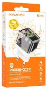 Зарядний пристрій BOROFONE BA80A Scenery 20W Transparent Black (6941991105159)