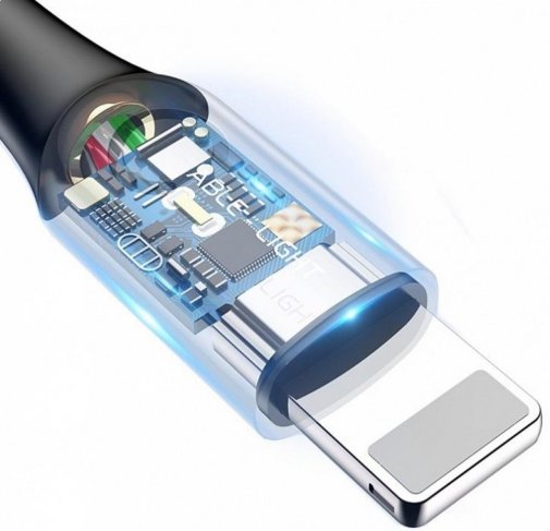 Кабель Baseus C-shaped Light Intelligent Power-off AM / Lightning 1m Black