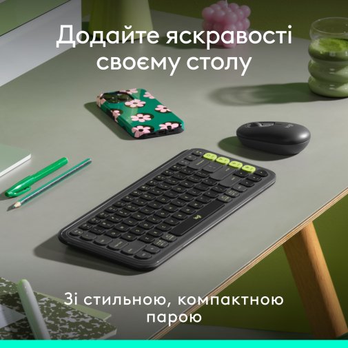 Комплект клавіатура+миша Logitech POP Icon Combo Graphite/Green (920-013156)