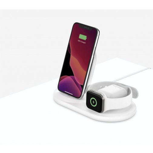 Док-станція Belkin 3in1 Wireless Pad/Stand/Apple Watch White (WIZ001VFWH)